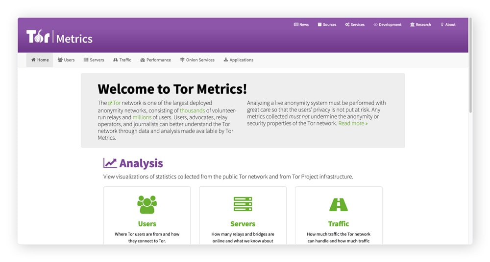 Tor Metrics — dark web website illustration